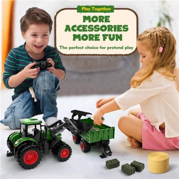 Remote Control Tractor Toy, Kids RC Tractor Set & Truck and Trailer Front Loader - Picture 6 of 7